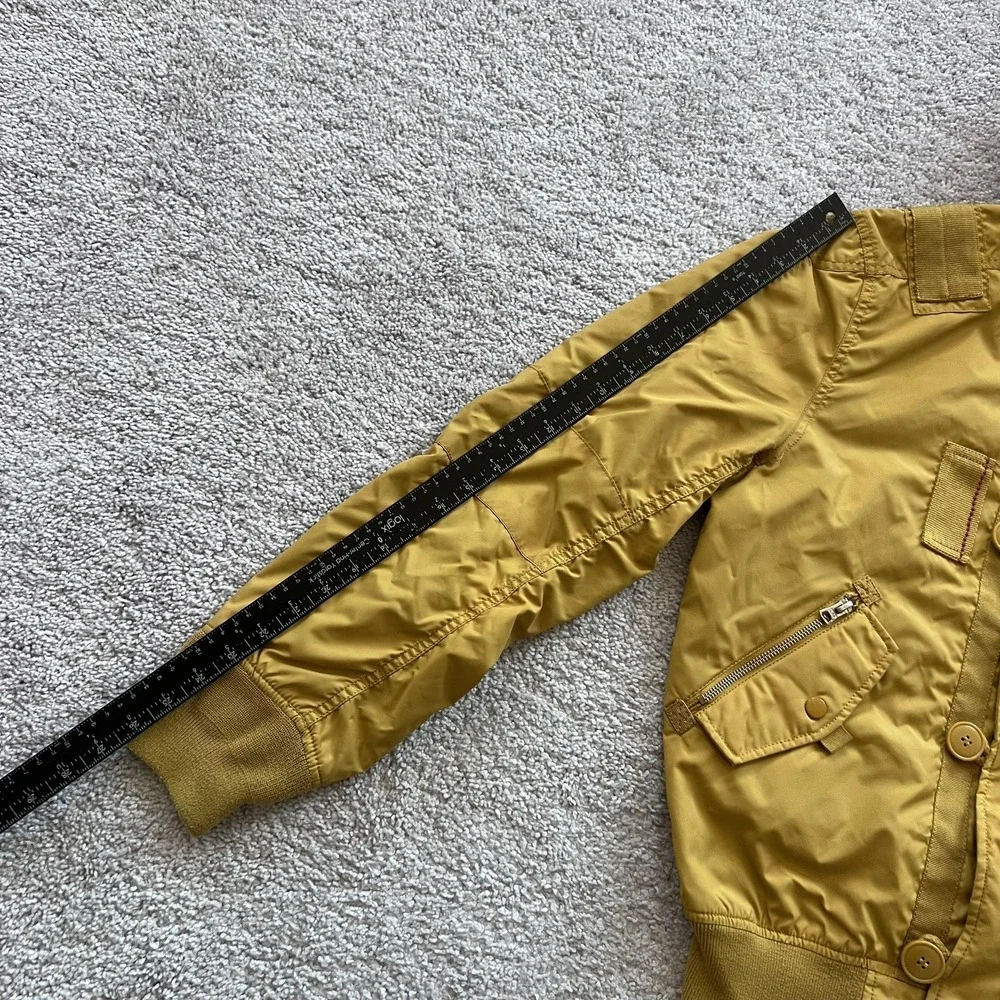 Alpha Industries Full‎ Zip Bomber Jacket Mens M Mustard Yellow Hooded Flight